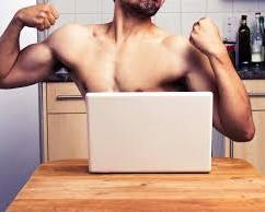 man in front of laptop